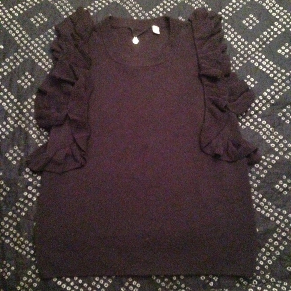 Double Ruffle Navy Anthro Sweater Vest